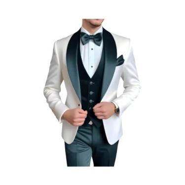 Imagem de Terno Masculino De 3 Peças Personalizado Com Lapela De Lenço Para Casa