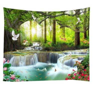 Imagem de Tapeçaria, cascata, parede de paisagem, 200x150cm, microtecido, fibra 
