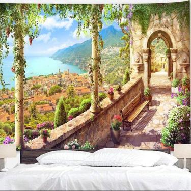 Imagem de Tapeçaria, paisagem florestal, microtecido 150x150cm para quarto - yiw