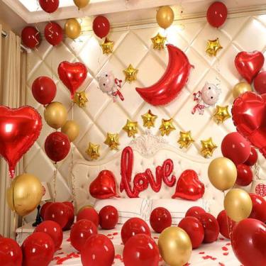 Imagem de Kit de balão Love 149 peças de folha de látex vermelha para festa de c