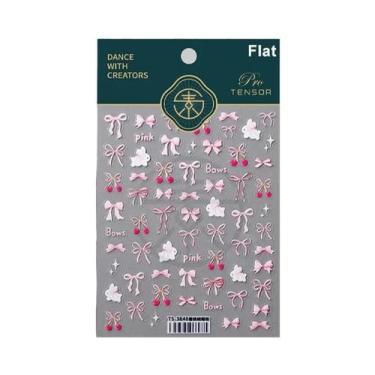 Imagem de Adesivos De Unha 5D Com Borda Dourada, Coração, Laço, Lua E Estrela, E