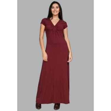 Imagem de Vestido Longo Malha com Manga Curta Bordô - M - Veste do 40 ao 44-Feminino