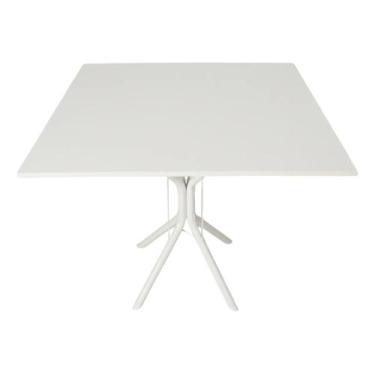 Imagem de Mesa Jantar 70cm Quadrada Base Ana Metálica Escrivaninha Sala Estar Co