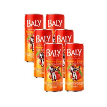 Imagem de Energético Baly Morango e Pêssego 250ml Pack 6 Latas