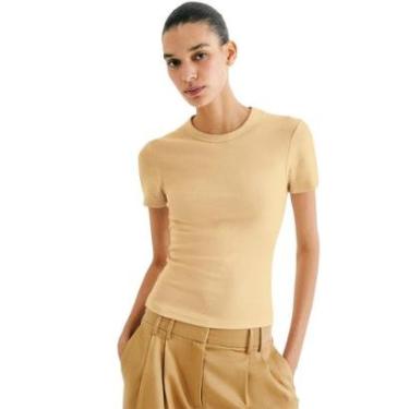 Imagem de Blusa Manga Curta Hering Ribana Amarela-Feminino