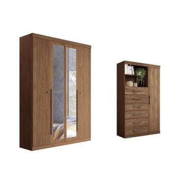 Imagem de Guarda Roupa +Cômoda 2 Peças QC323 Jatobá - Santos Andirá