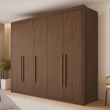 Imagem de Guarda Roupa Casal 5 Portas Em MDF Bari Conquista Móveis - Cacau