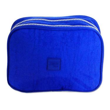Imagem de Estojo nylon retangular 2 zippers - YEPP, Azul