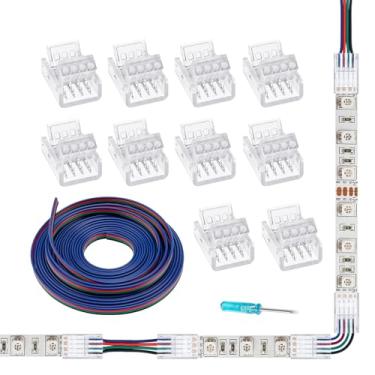 Imagem de GXILEE Conectores LED de 4 pinos, pacote com 10 conectores de iluminação de pista sem s...