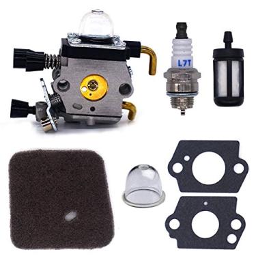 Imagem de Carburador FitBest para aparadores Stihl FS38 FS45 FS46 FS55 FS74 FS75 FS76 FS80 KM85 com velas de ignição + filtro de combustível + filtro de ar + lâmpada de primário + vedação