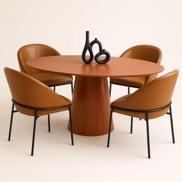 Imagem de Mesa De Jantar Cone Oval 120x80 Cm Laca Terracota - Marrom