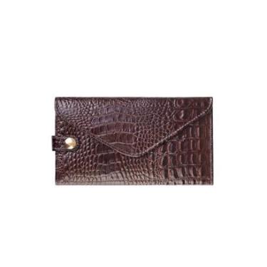 Imagem de Carteira feminina de couro croco Clara 10,5x19cm-Feminino