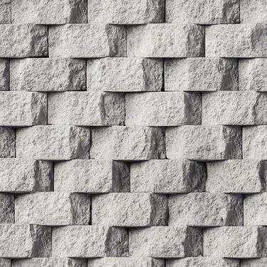 Imagem de Papel de parede vinilico importado tijolo/pedras, na cor cinza - Edant