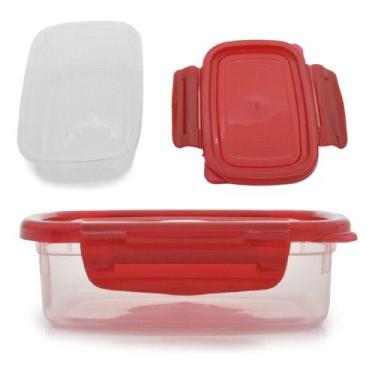 Imagem de Kit 3 Pote Raso Marmita Tampa Trava 270ml Freezer Microondas - Nitron