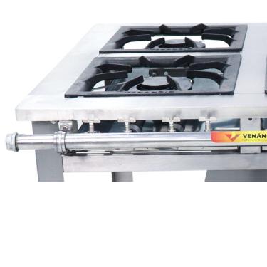 Imagem de Fogão Industrial Venâncio 4 Bocas Duplas A Gás Baixa Pressão Inox Com Forno Maxi Mi4d4f