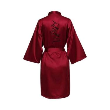 Imagem de Roupão De Seda Satinado Curto Para Mulheres, Estampa Sexy, Roupão De B