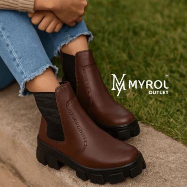 Imagem de Bota Coturno Tratorada Chelsea Macia Confortavel Marrom