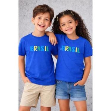 Imagem de Camiseta Infantil Brasil 100 Algodão Conforto Estilo e Orgulho Nacional Copa Seleção Torcedor-Unissex