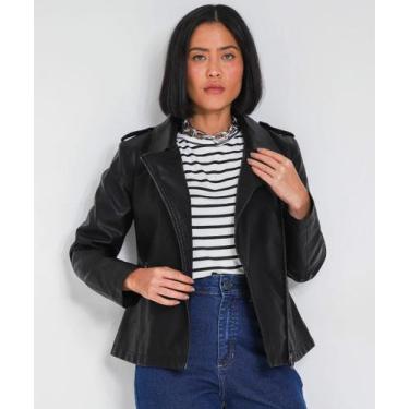 Imagem de Jaqueta Feminina Biker Bolsos Marisa Preto, Preto, P