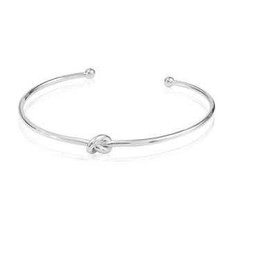 Imagem de Bracelete feminino folheado em ródio branco nó manu - PIUKA, Rodio bra