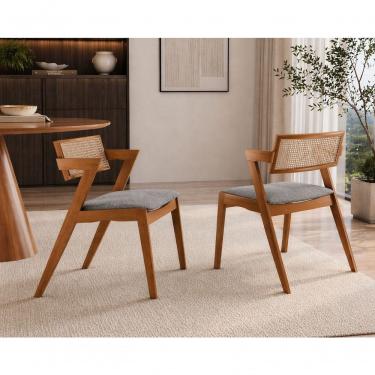 Imagem de Kit 2 Cadeiras Maciça Com Telinha Braço Oslo Luxo Imperial