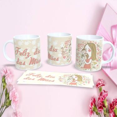 Imagem de Caneca de Porcelana 325ML Mães Estampa 15 para Presente Dia das Mães com Design Decorad...
