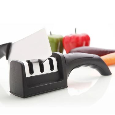 Imagem de Amolador de Facas Amolador Afiador Facas Diamantado Suporte 3 Niveis de Afiar em ABS e Aço Inoxidável para Cozinha
