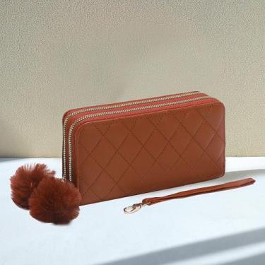 Imagem de Carteira feminina com 2 zíper grande lt665 Cor:Café-LT665 - oem, Café,