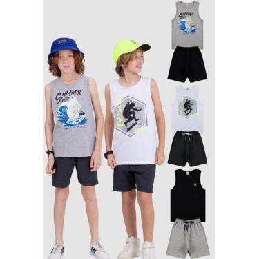 Imagem de Kit 3 Conjuntos Regatas Infantil Menino Divertido - Vida Costeira Ofic