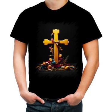 Imagem de Camiseta Colorida da Cruz de Jesus Igreja Fé 24 - Kasubeck Store®, G