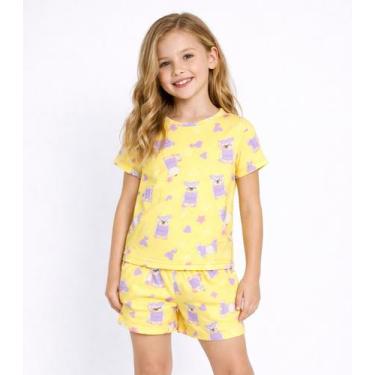 Imagem de Pijama Feminino Infantil Estampado Select Amarelo, 4, Amarelo