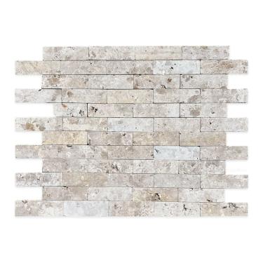 Imagem de Revestimento Pedra Natural Tijolinho Travertino Anticato 7x23cm Mattone Branco