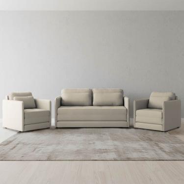 Imagem de Sofá e 2 Poltronas Cama Retratil Compacta Dália Fixa Veludo K01 - D`Rossi