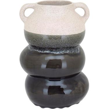 Imagem de VASO DECORATIVO ENFEITE PLANTA CERÂMICA 26x18x18cm CINZA