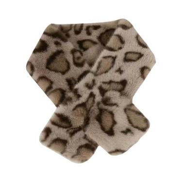 Imagem de Cachecol Feminino Quente Com Estampa De Leopardo Em Pelúcia Sintética,