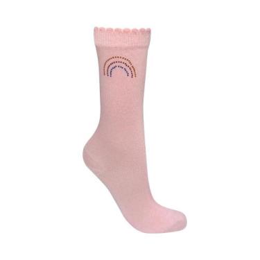 Imagem de Meia 3/4 Cano Alto Cristal Arco Íris Rosa infantil ate o joelho - Miim