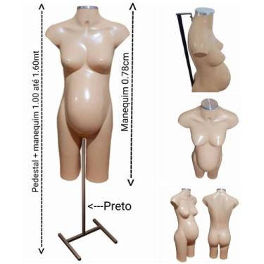 Imagem de Manequim feminino (Meio corpo gravida N.38) bege com tampa prata + ped