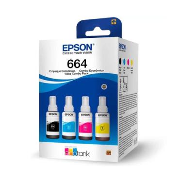 Imagem de Kit Refil Epson T664 Colorido Original Ecotank T664520