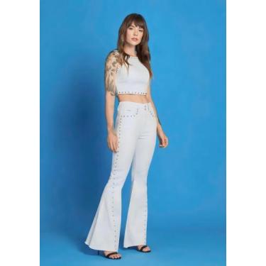 Imagem de Calça Jeans Feminina Flare - Puramania, Branco, 38
