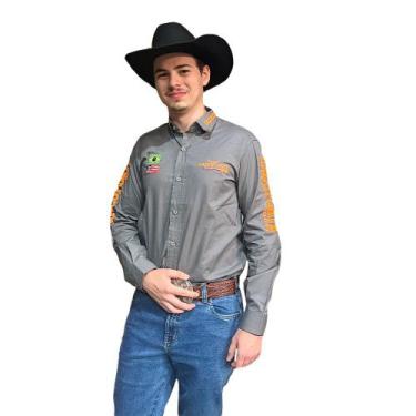 Imagem de Camisa Bordada Masculina Country Laço Forte p/ Competição, Chumbo, Lar