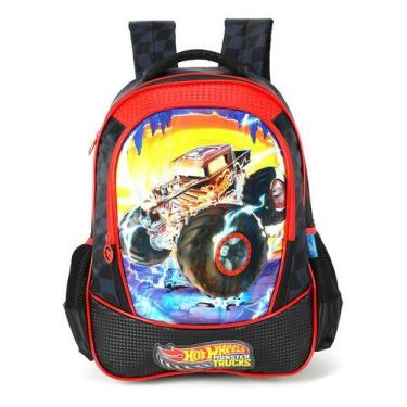 Imagem de Mochila De Costas Infantil Hot Wheels Monster Trucks, Preto