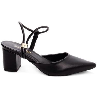 Imagem de Scarpin Sapato Salto Médio Baixo Grosso Bico Fino Ajuste Feminino 6cm 