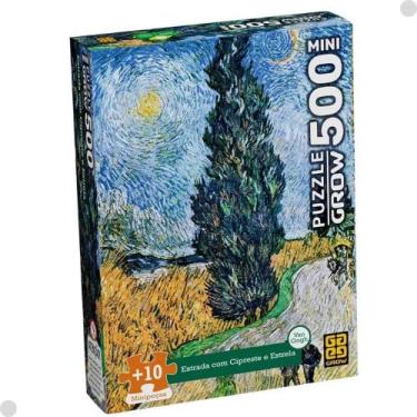 Imagem de Quebra cabeça 500 pcs mini - estrada com cipreste e estrela - van gogh