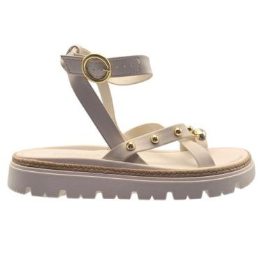 Imagem de Sandália Feminina Adulto Tratorada Napa Conforto Moleca Cor:BrancoTama