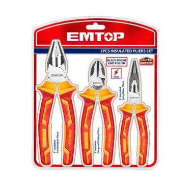 Imagem de Kit 3 Peças Alicates Isolados 1000V Cromo Vanádio Elétrica - EMTOP