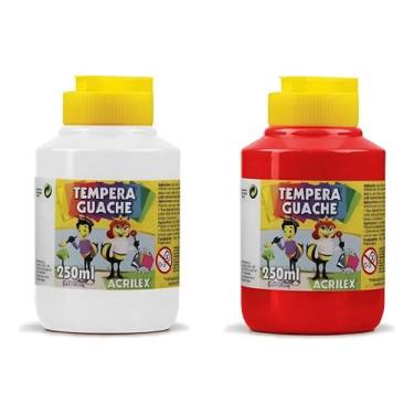 Imagem de Kit 2 TEMPERA GUACHE Acrilex 250ml - BRANCO e VERMELHO 02025