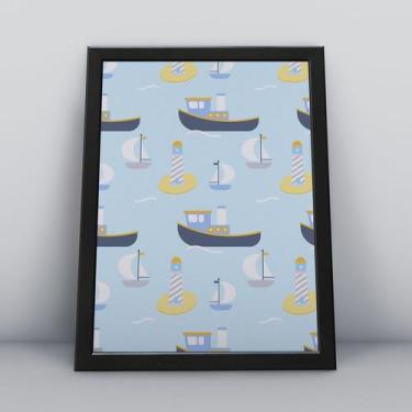 Imagem de Quadro com moldura navio Fundo-Infantil-049-M1 - Quadros TAC 