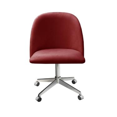 Imagem de Poltrona Gaia Giratória com Rodinhas Suede Bordô para Escritório Bella Decor