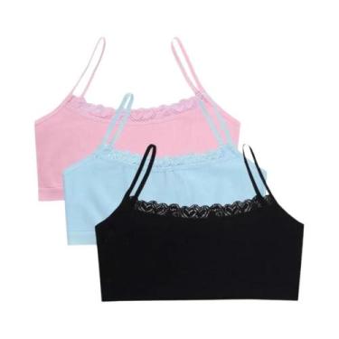 Imagem de Sutiãs De Treinamento De Renda Para Adolescentes, 3 Peças, Tops De Alg