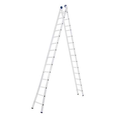 Imagem de Escada Extensiva Mor 2x14 7 e 01m 14 Degraus Alumínio Prata com Trava Automática Dobrável Suporta Até 150 kg Mor